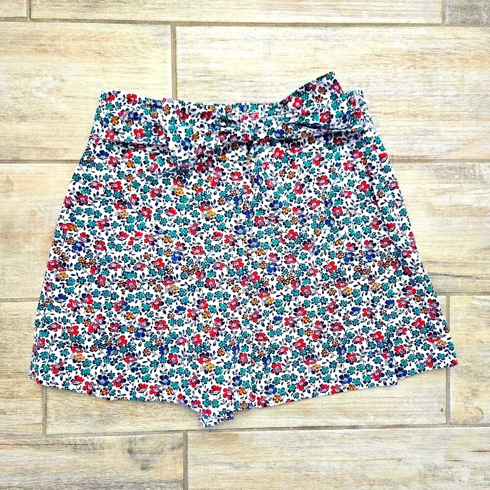 J. Crew Floral‎ Print Bow Tie Waist Shorts Women's Coquette Garden Lightweight 4